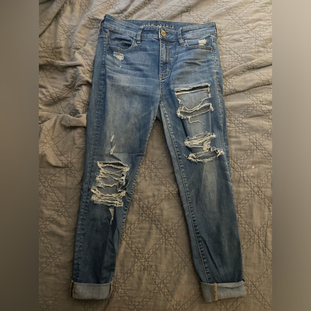 American Eagle Ripped Skinny Jeans- Denim- Size 10